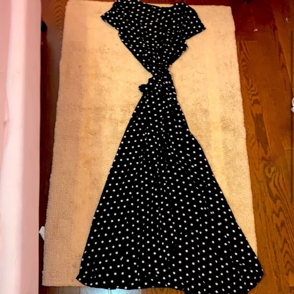 Women’s Black High Slit Polka Dot Maxi Dress Sz S - Picture 2 of 6
